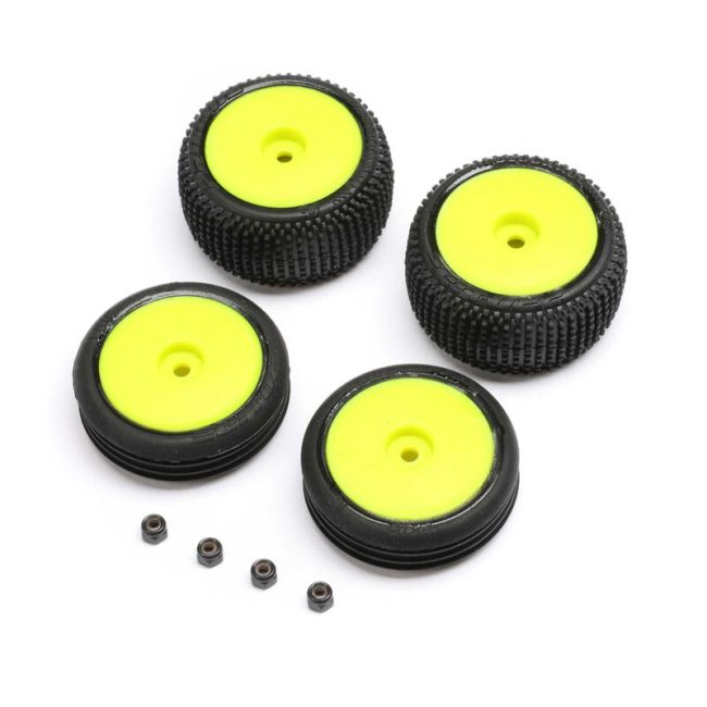 set de 4 roues pour Losi Micro B monté collé sur jante jaune