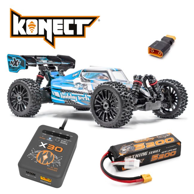 Buggy Hobbytech NXT RR RTR bleu Pack accu chargeur