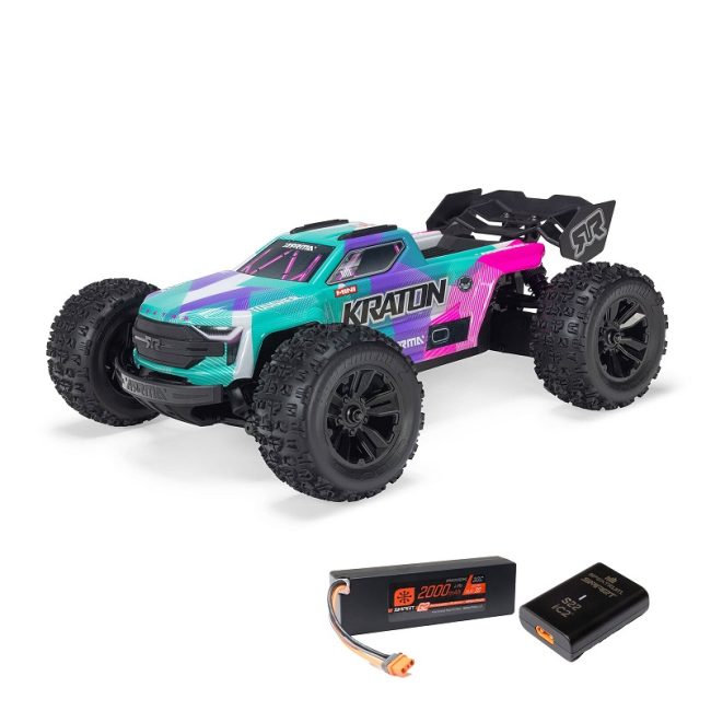 ARRMA 1/16 MINI KRATON 3S DSC 4X4 RTR Brushless Speed Truck (Battery & Charger Included), Sarcelle/Rose